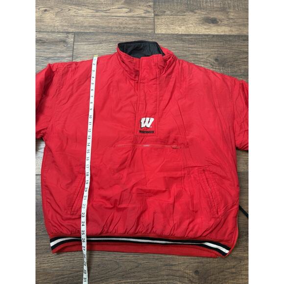 Vintage Wisconsin Badgers Starter Jacket Embroidered Red 1/4 Zip Size Large - Picture 7 of 7